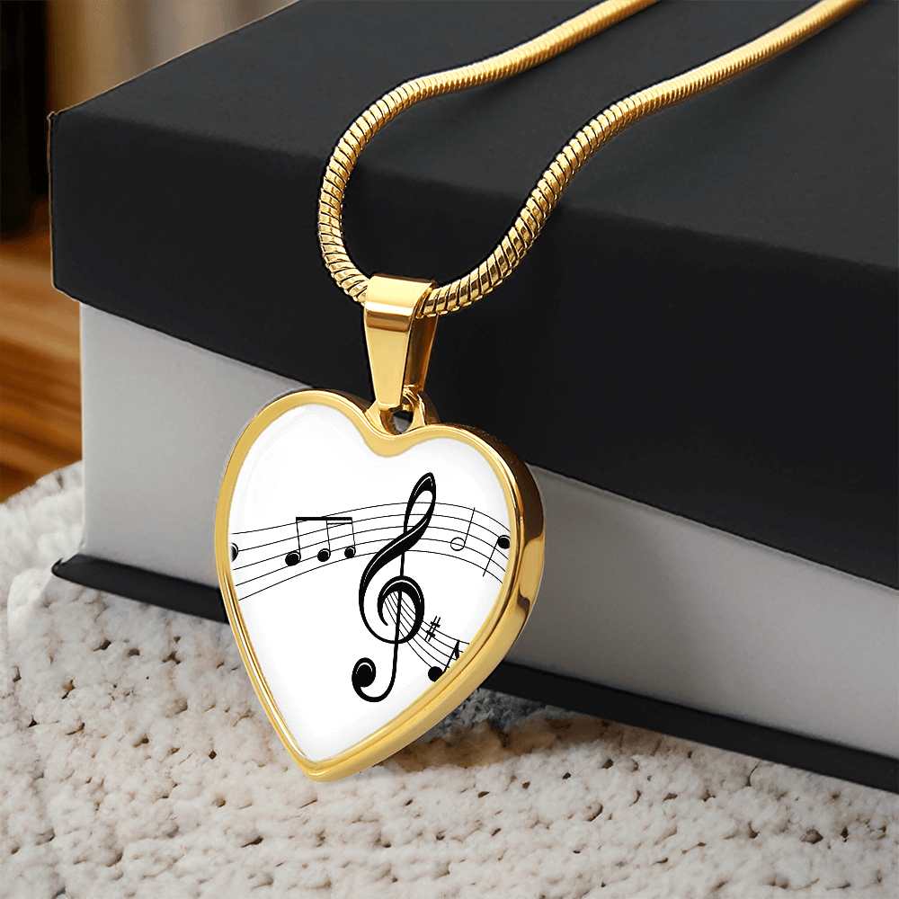The Music Notes Pendant - Personalizable With Engraving Option - White