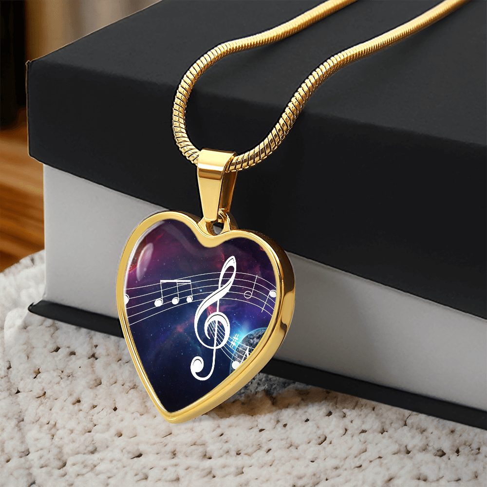 The Music Notes Pendant - Personalizable With Engraving Option - Celestial Night Sky