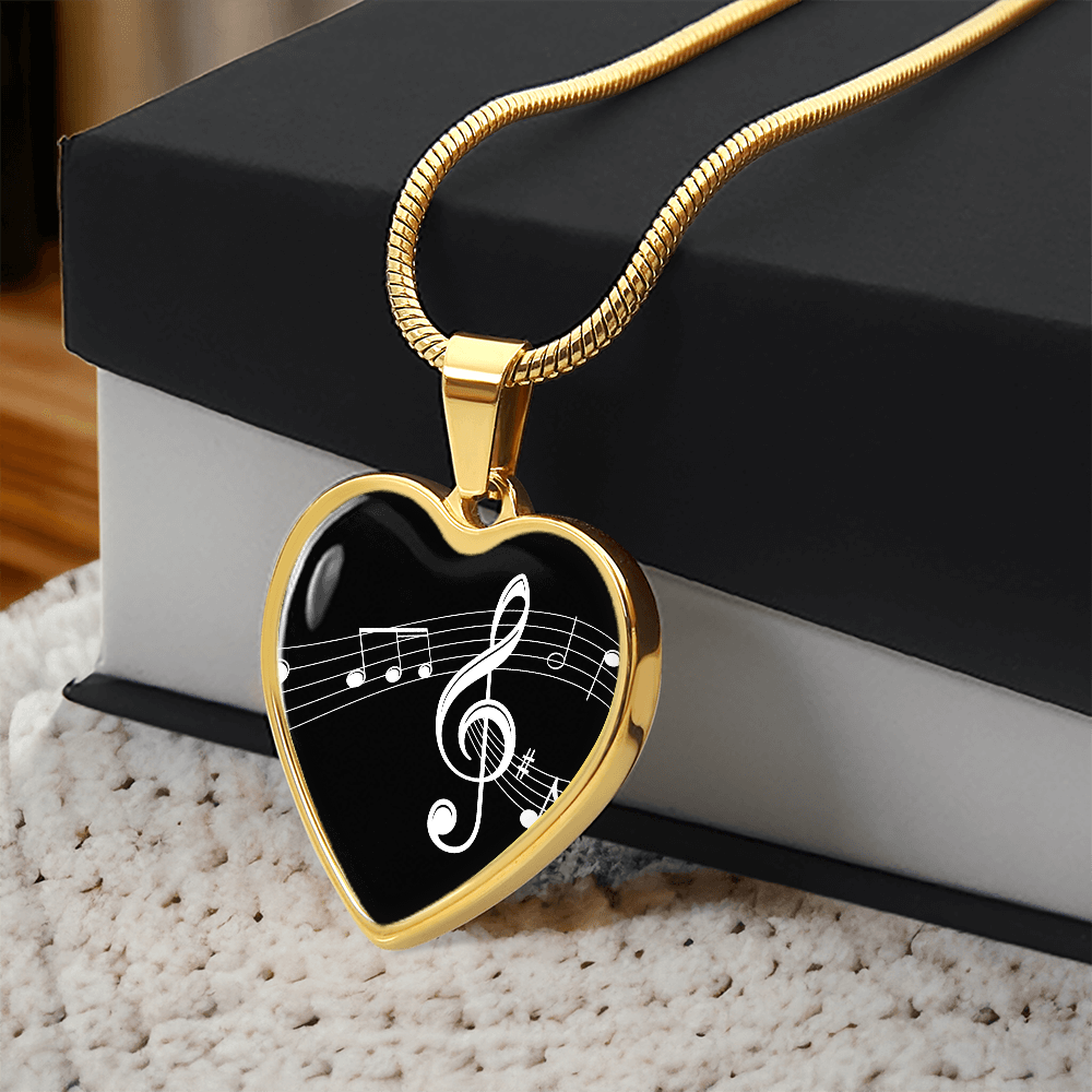 The Music Notes Pendant - Personalizable With Engraving Option - Black