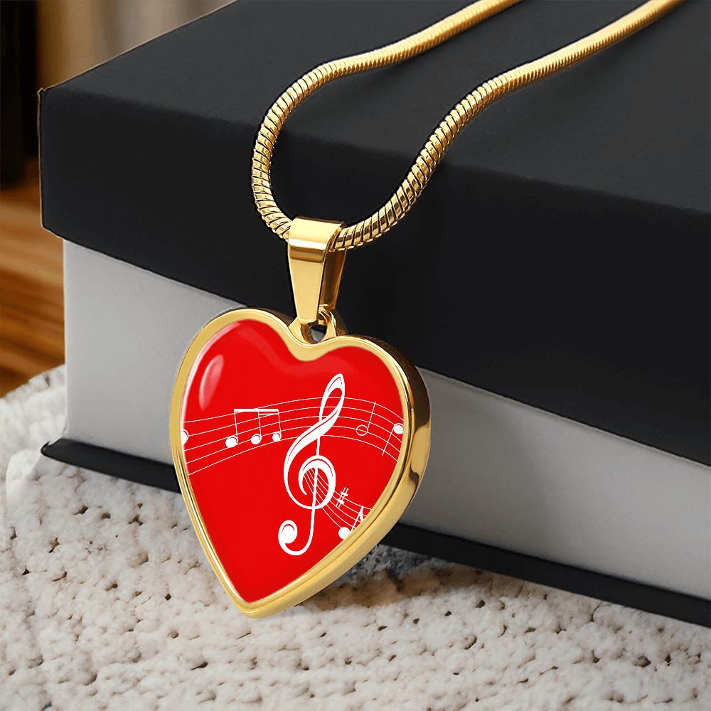 The Music Notes Pendant - Personalizable With Engraving Option - Red
