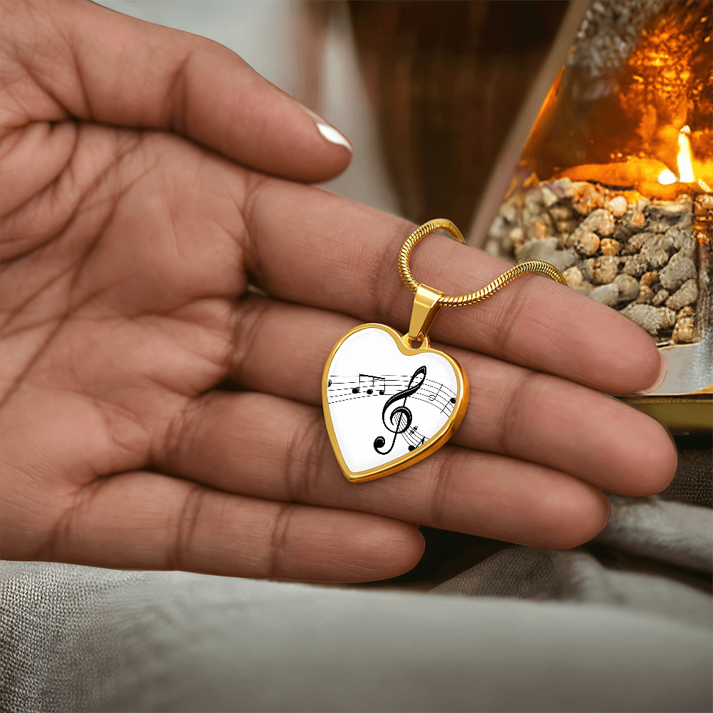 The Music Notes Pendant - Personalizable With Engraving Option - White