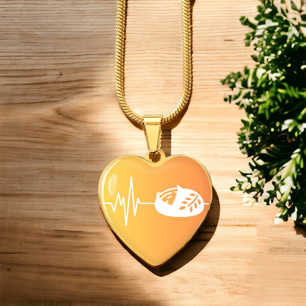 The Sourdough Heartbeat Pendant - Personalizable With Engraving Option - Yellow Orange Fade