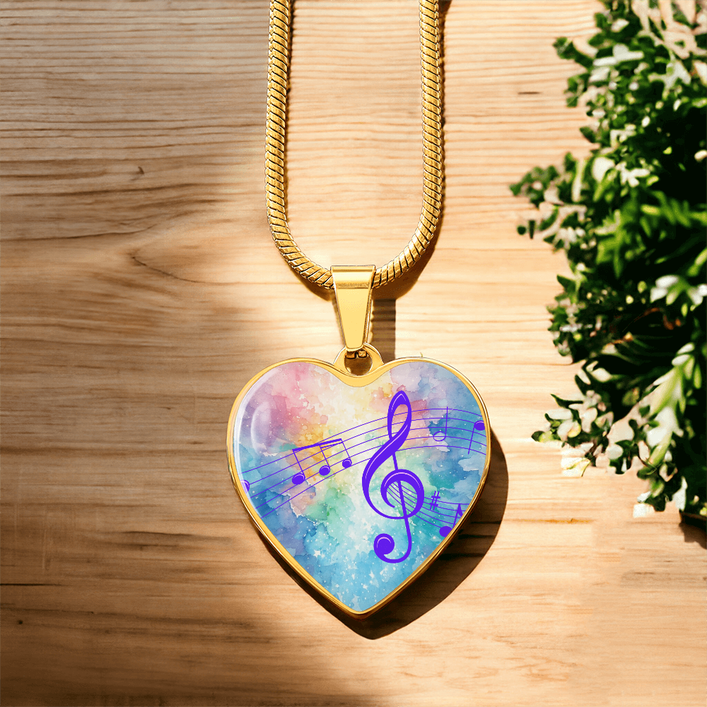 The Music Notes Pendant - Personalizable With Engraving Option - Rainbow Pastel