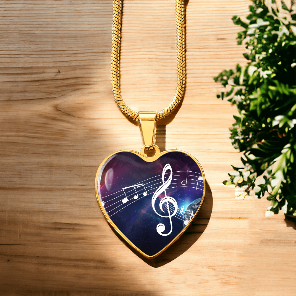 The Music Notes Pendant - Personalizable With Engraving Option - Celestial Night Sky