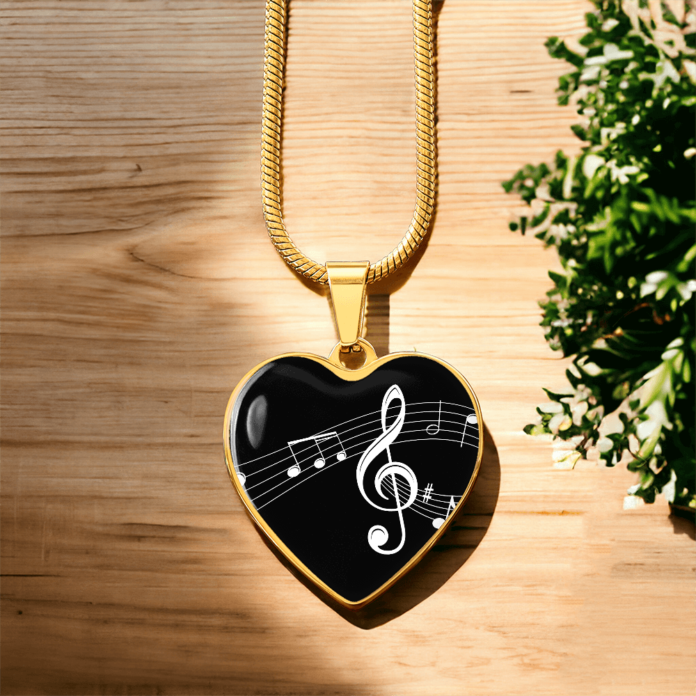 The Music Notes Pendant - Personalizable With Engraving Option - Black