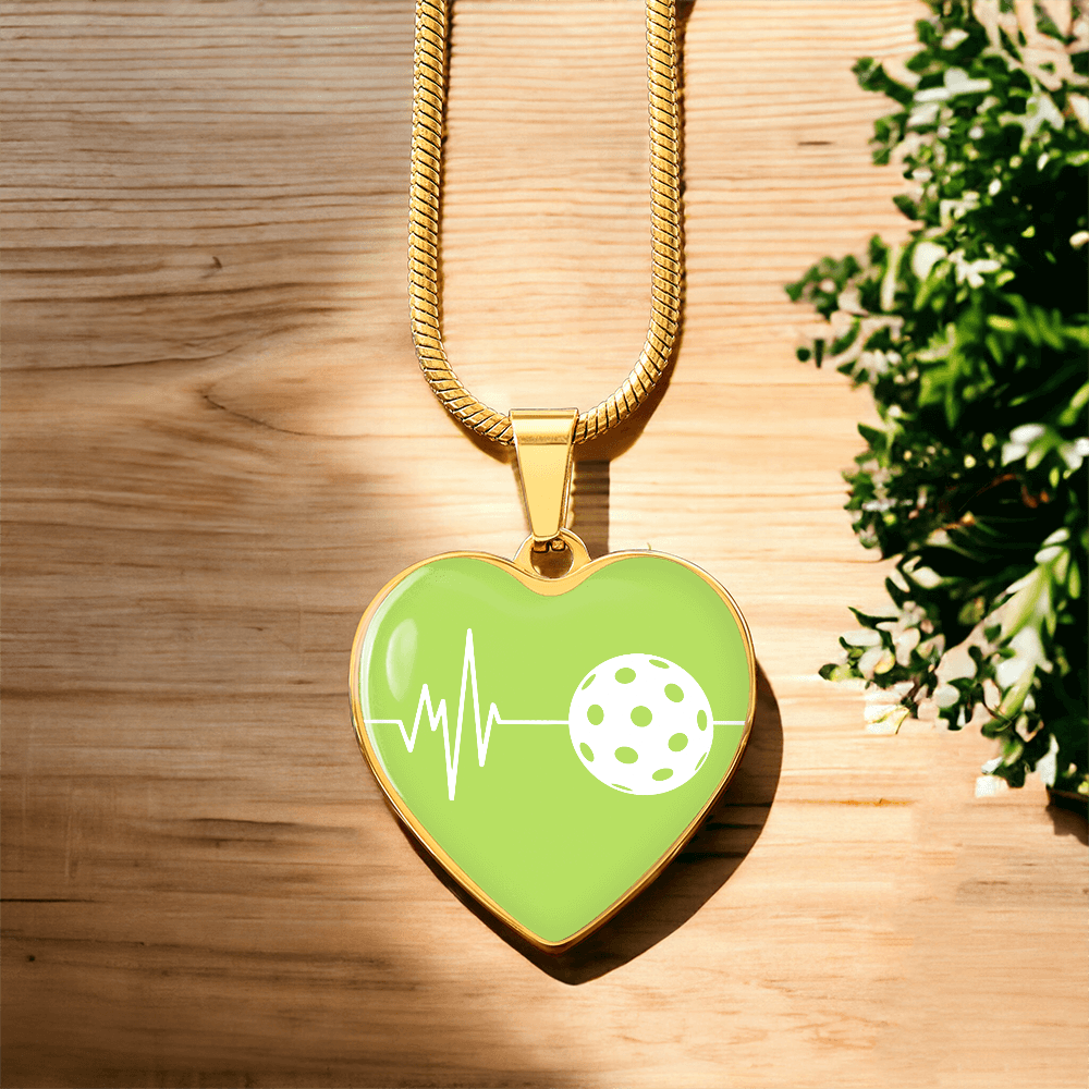 The Pickleball Heartbeat Pendant - Personalizable With Engraving Option - Green