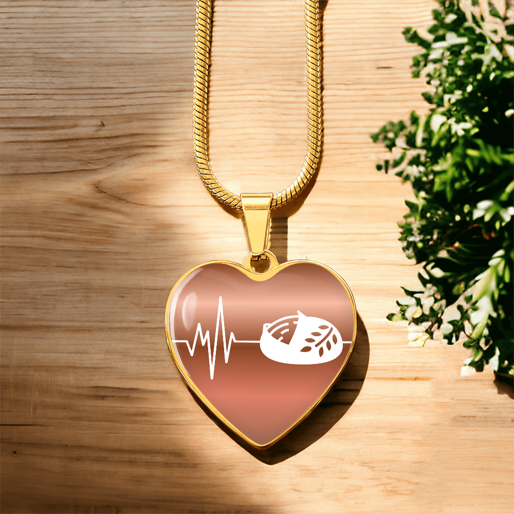 The Sourdough Heartbeat Pendant - Personalizable With Engraving Option - Dusty Gold Fade