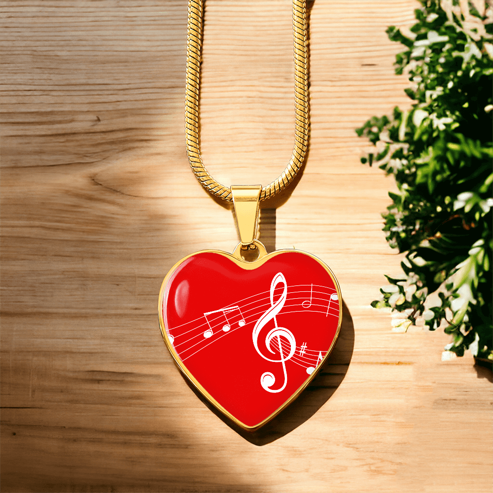The Music Notes Pendant - Personalizable With Engraving Option - Red