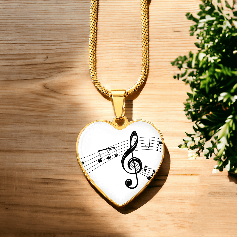 The Music Notes Pendant - Personalizable With Engraving Option - White