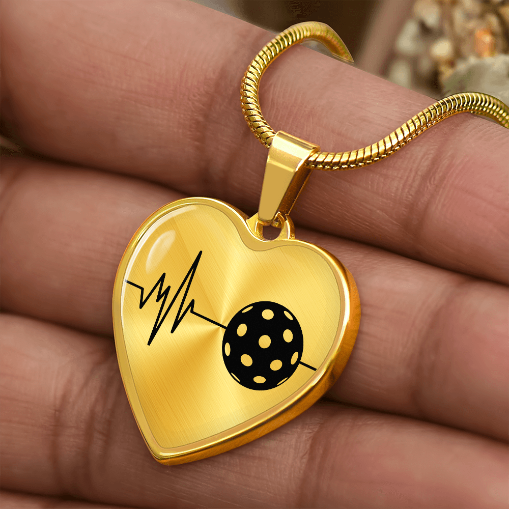 The Pickleball Heartbeat Pendant - Personalizable With Engraving Option - Silver or Gold