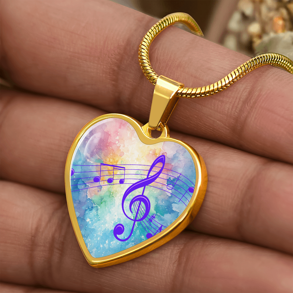 The Music Notes Pendant - Personalizable With Engraving Option - Rainbow Pastel