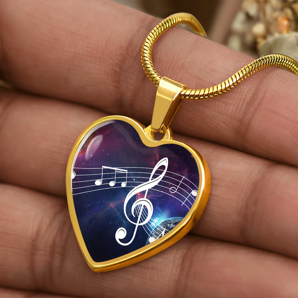 The Music Notes Pendant - Personalizable With Engraving Option - Celestial Night Sky