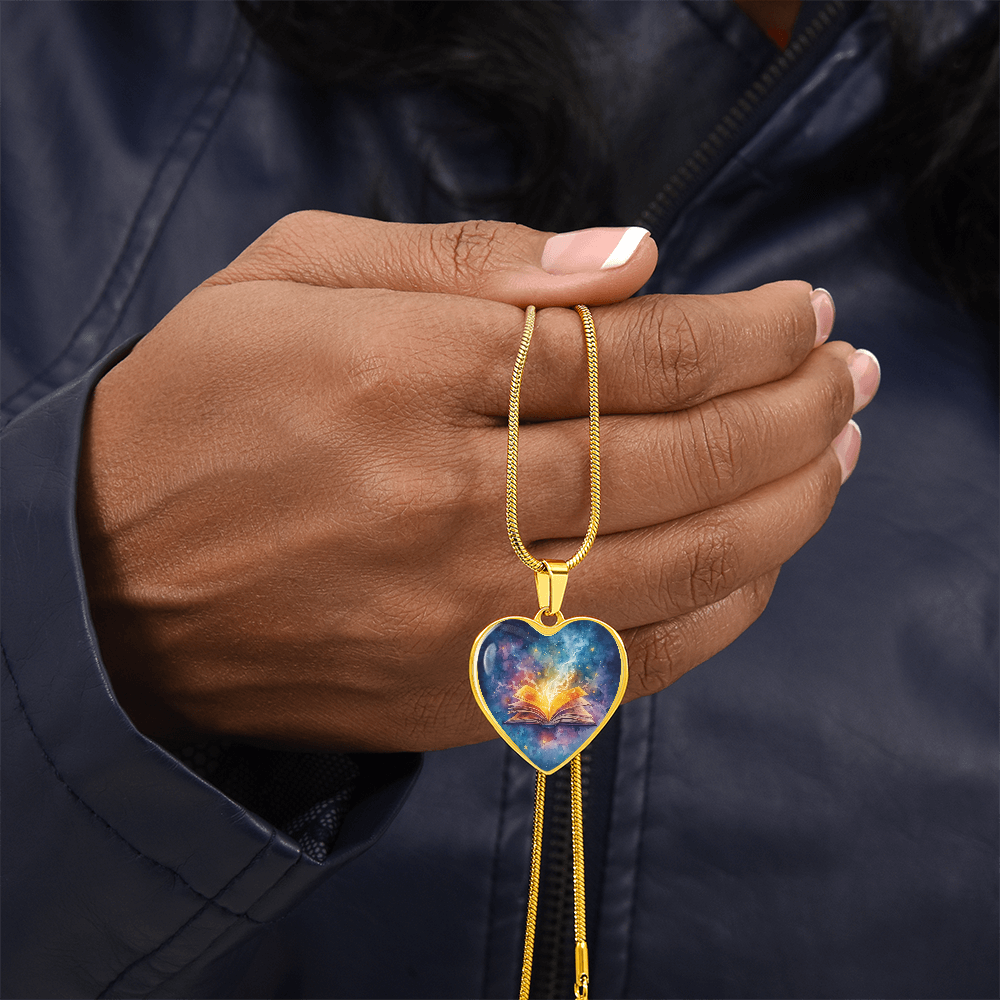 The Open Book Pendant - Personalizable With Engraving Option - Watercolor Night Sky
