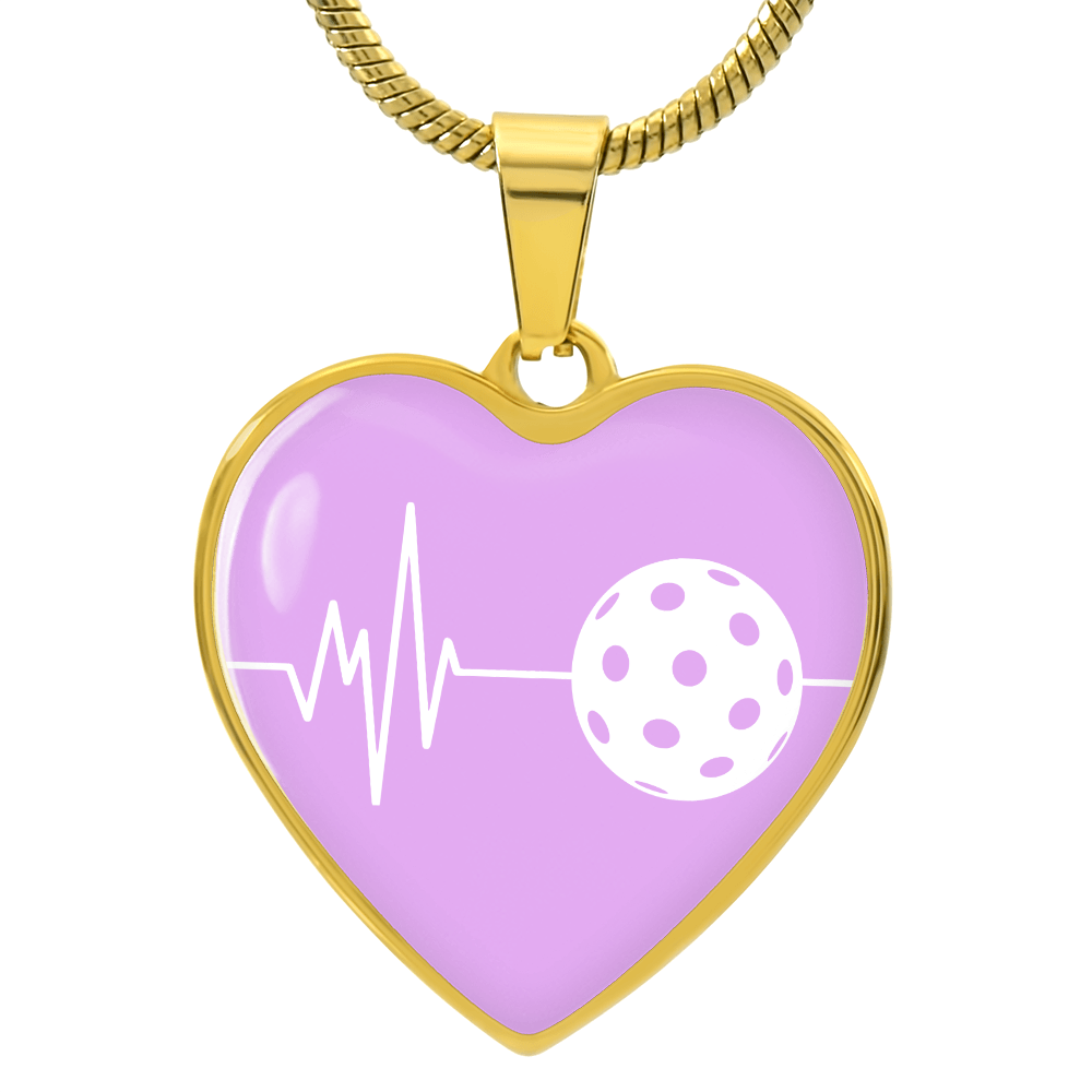 The Pickleball Heartbeat Pendant - Personalizable With Engraving Option - Purple