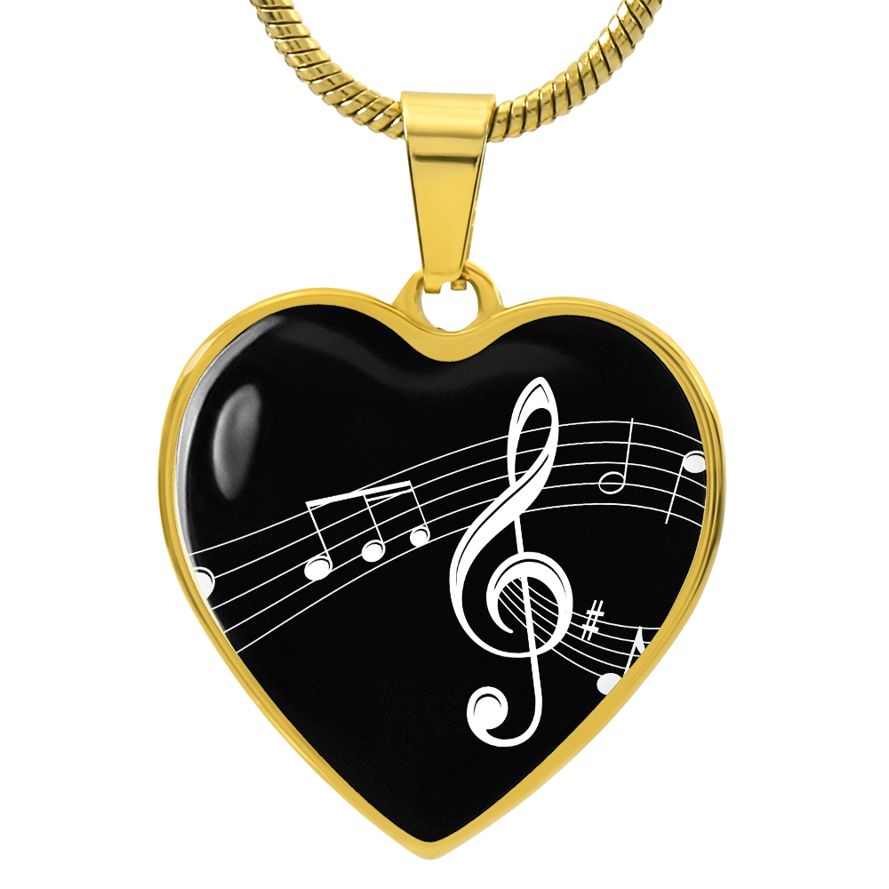 The Music Notes Pendant - Personalizable With Engraving Option - Black