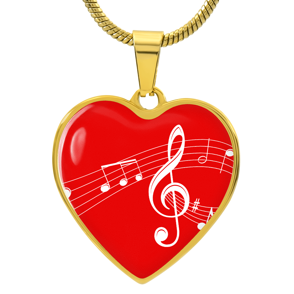 The Music Notes Pendant - Personalizable With Engraving Option - Red