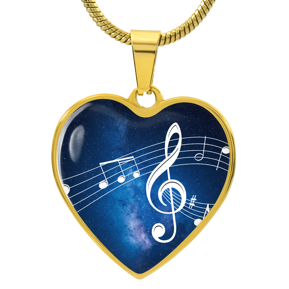 The Music Notes Pendant - Personalizable With Engraving Option - Blue Galaxy Sky