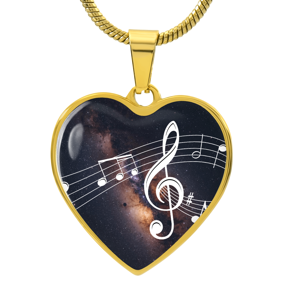 The Music Notes Pendant - Personalizable With Engraving Option - Dark Night Galaxy