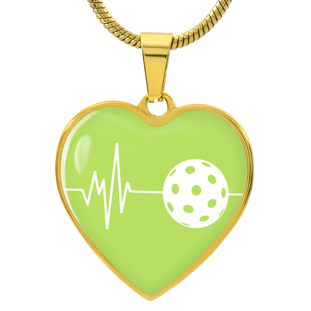 The Pickleball Heartbeat Pendant - Personalizable With Engraving Option - Green