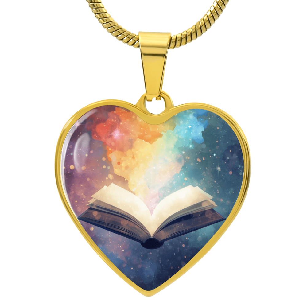 The Open Book Pendant - Personalizable With Engraving Option - Watercolor Rainbow Light
