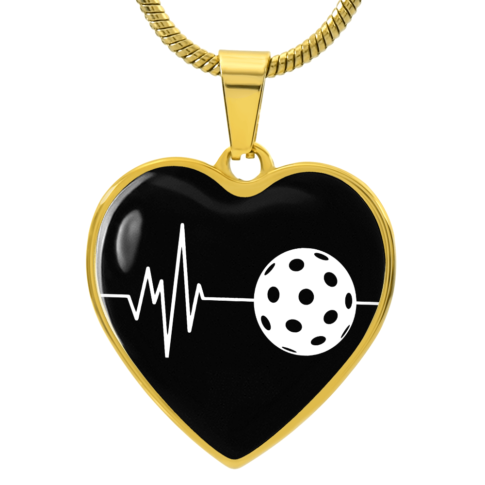 The Pickleball Heartbeat Pendant - Personalizable With Engraving Option - Black