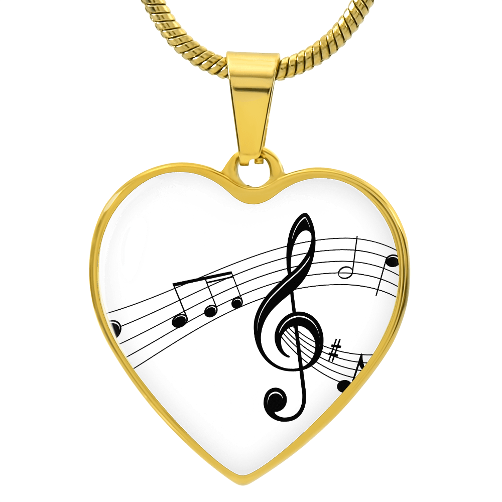 The Music Notes Pendant - Personalizable With Engraving Option - White