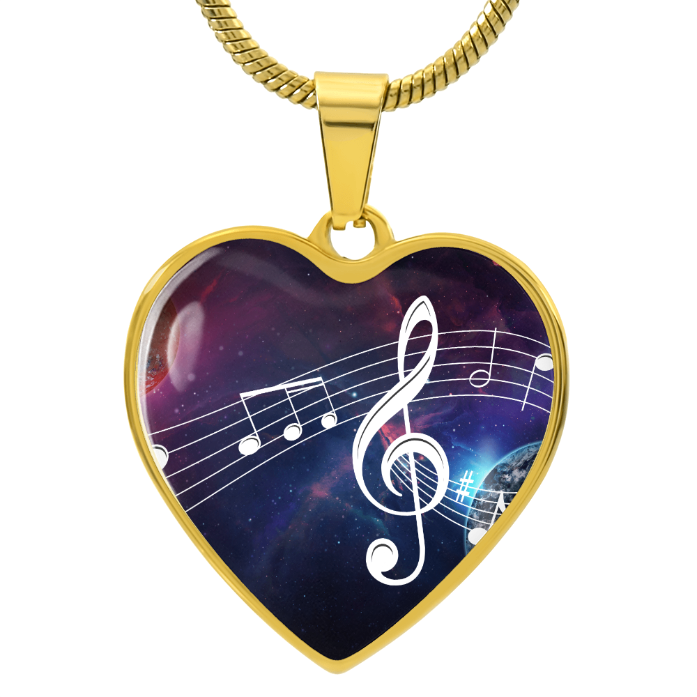 The Music Notes Pendant - Personalizable With Engraving Option - Celestial Night Sky
