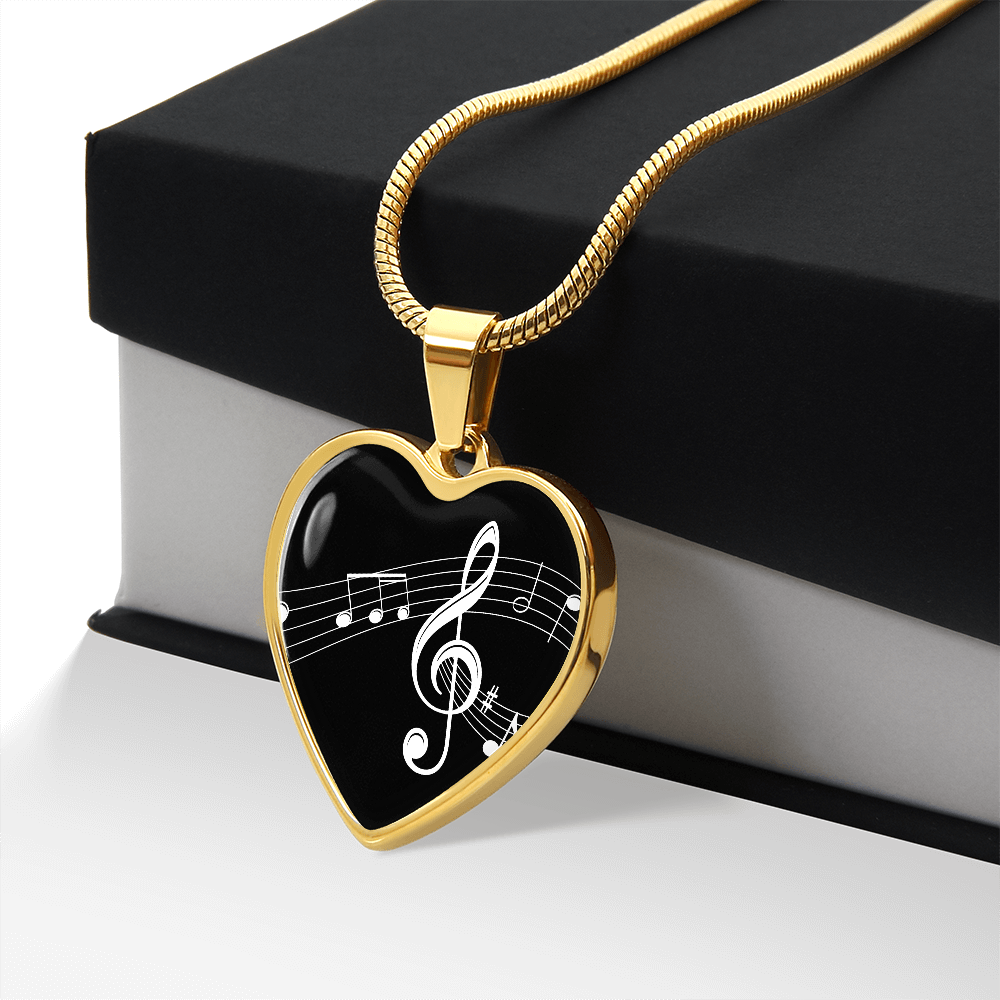 The Music Notes Pendant - Personalizable With Engraving Option - Black