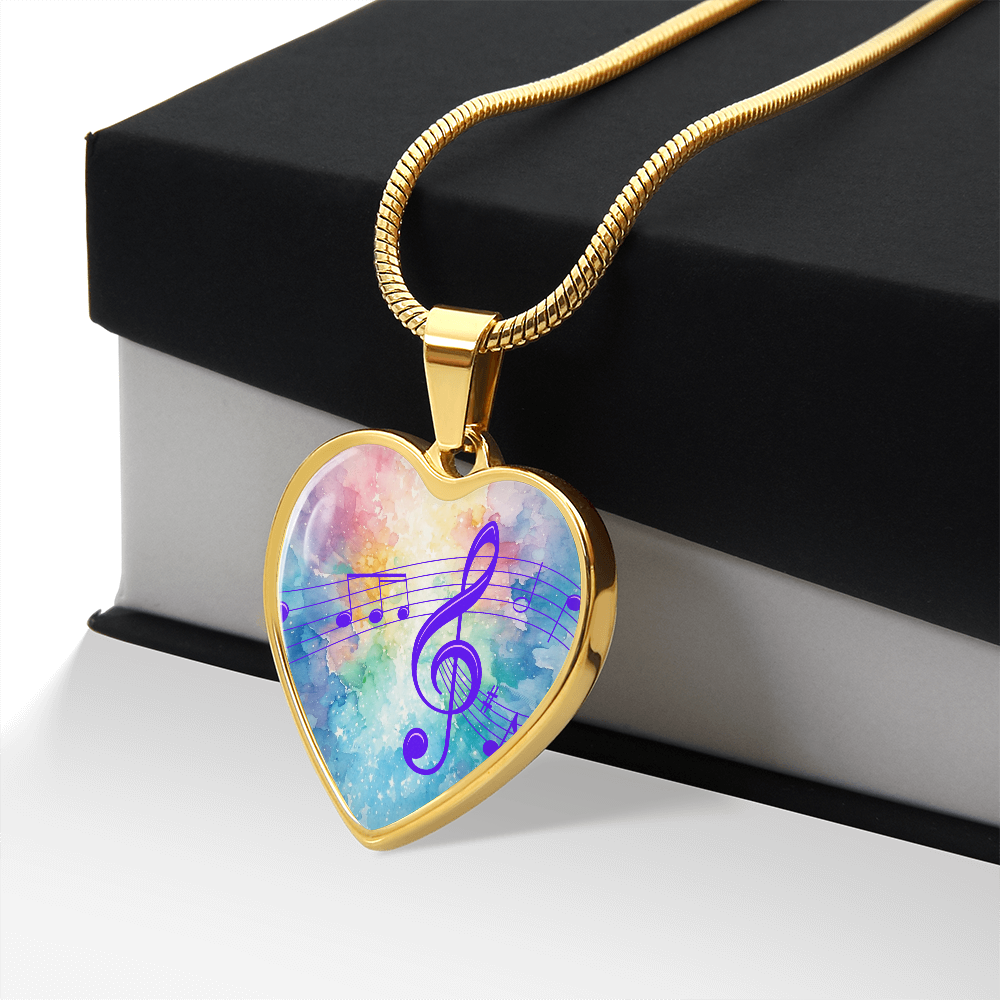 The Music Notes Pendant - Personalizable With Engraving Option - Rainbow Pastel