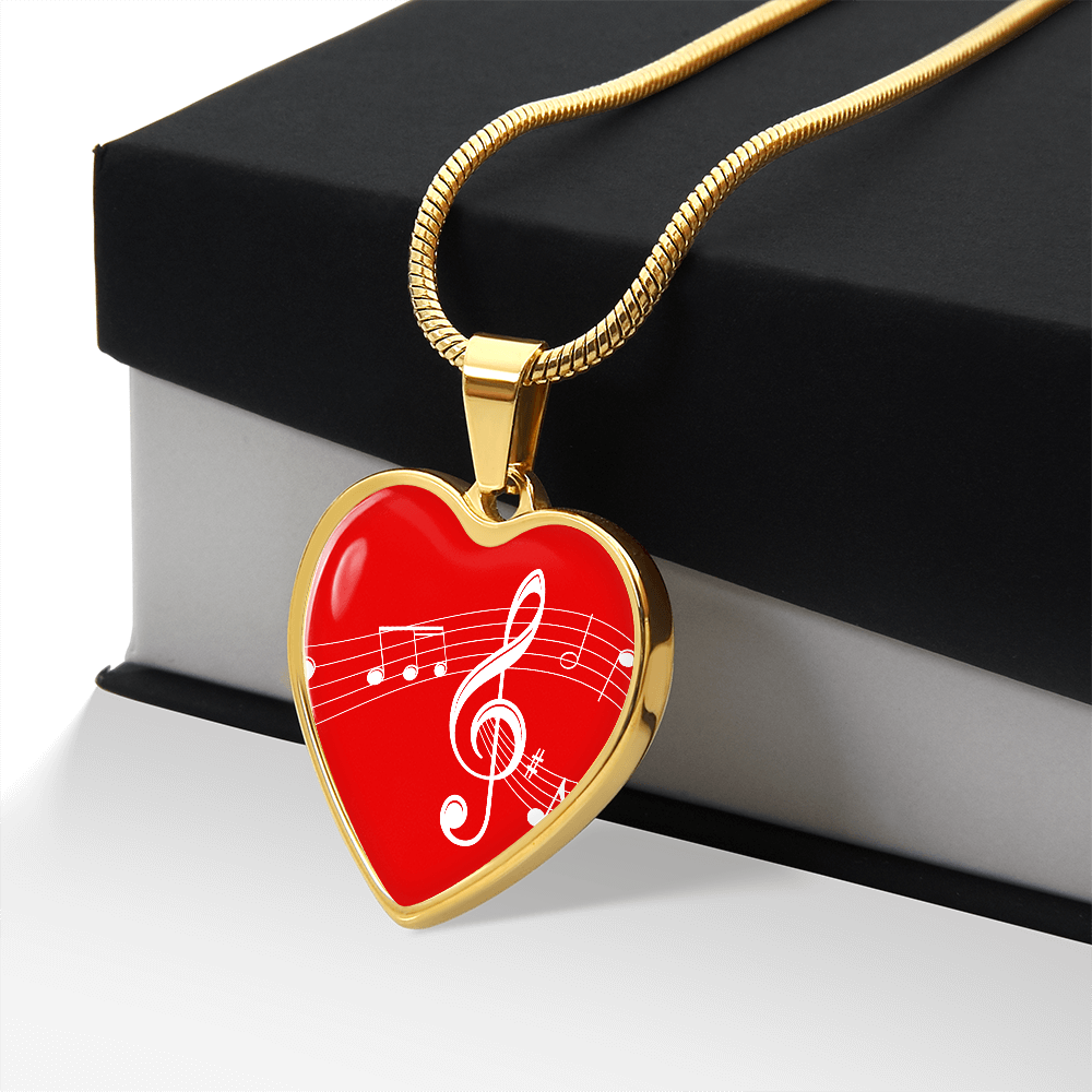 The Music Notes Pendant - Personalizable With Engraving Option - Red