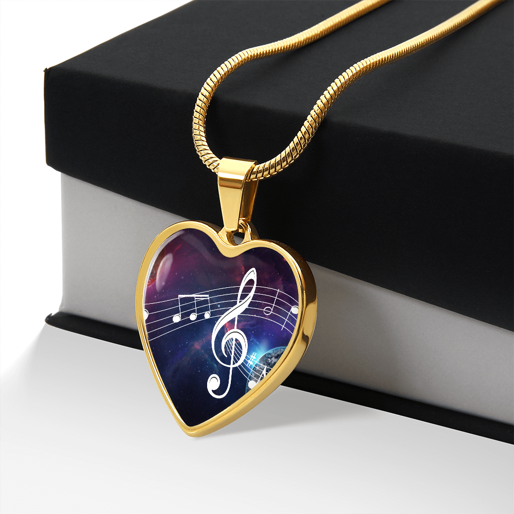 The Music Notes Pendant - Personalizable With Engraving Option - Celestial Night Sky