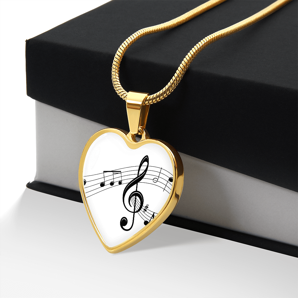 The Music Notes Pendant - Personalizable With Engraving Option - White