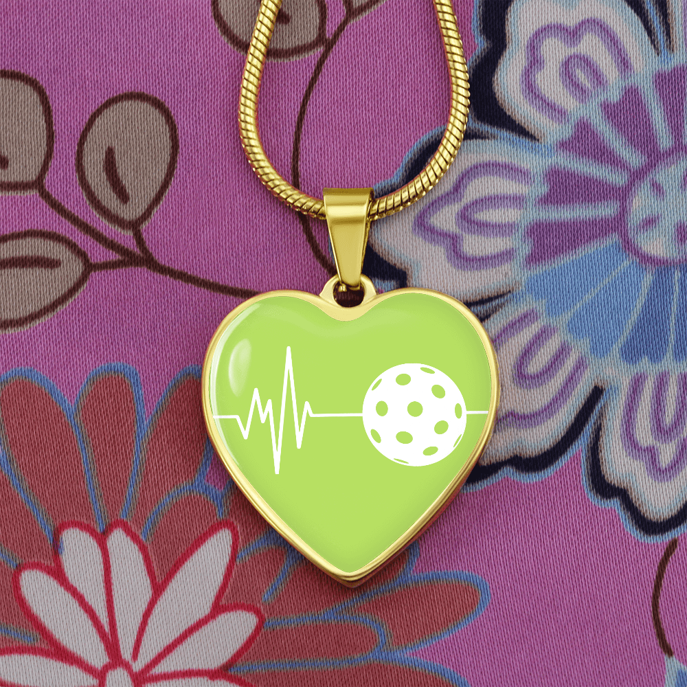 The Pickleball Heartbeat Pendant - Personalizable With Engraving Option - Green