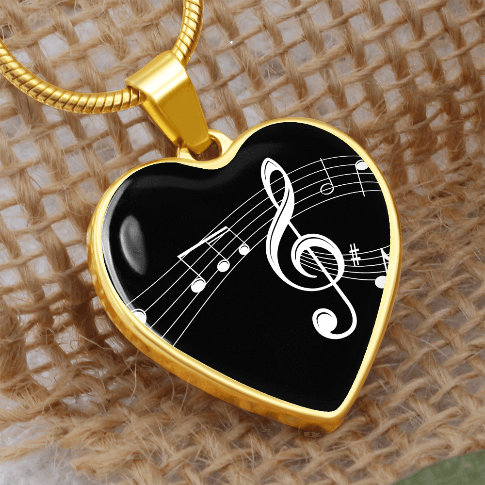 The Music Notes Pendant - Personalizable With Engraving Option - Black