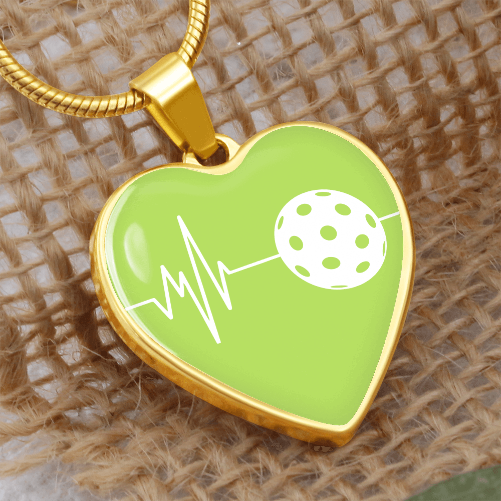 The Pickleball Heartbeat Pendant - Personalizable With Engraving Option - Green