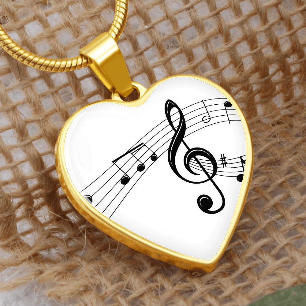 The Music Notes Pendant - Personalizable With Engraving Option - White
