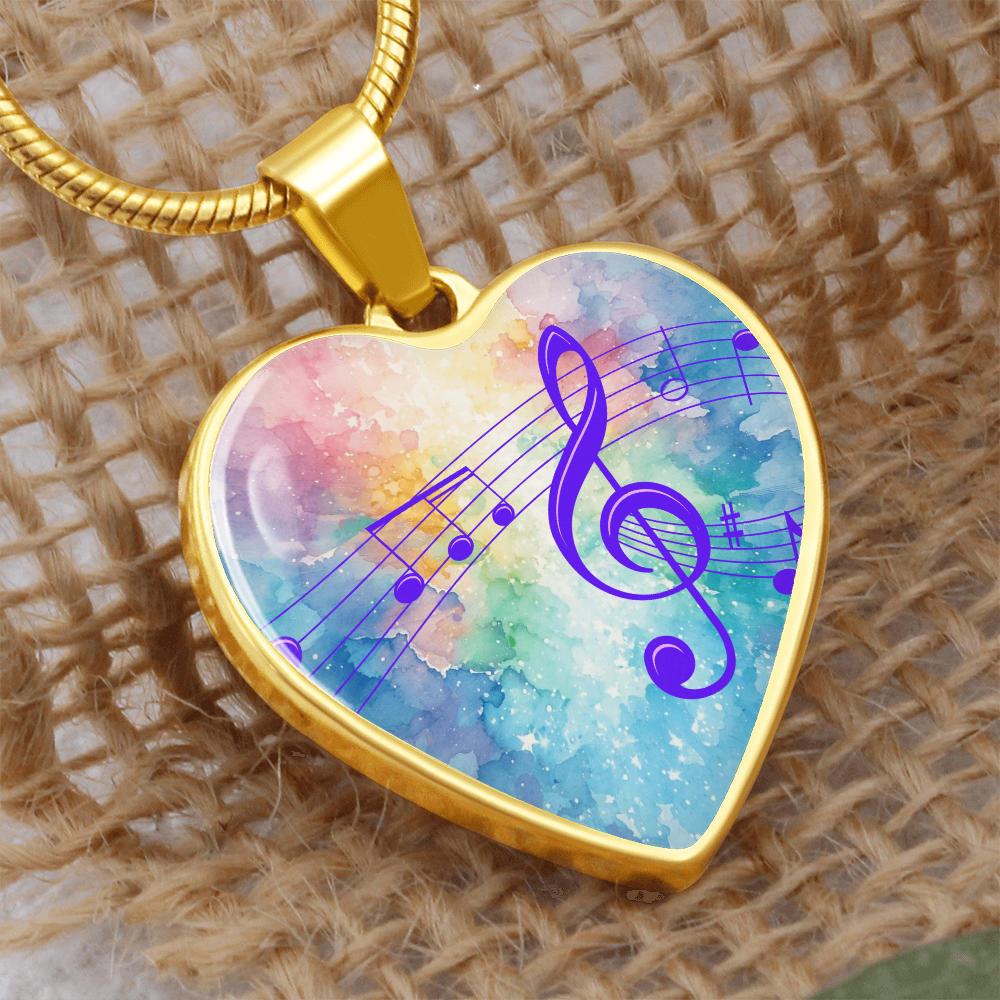 The Music Notes Pendant - Personalizable With Engraving Option - Rainbow Pastel