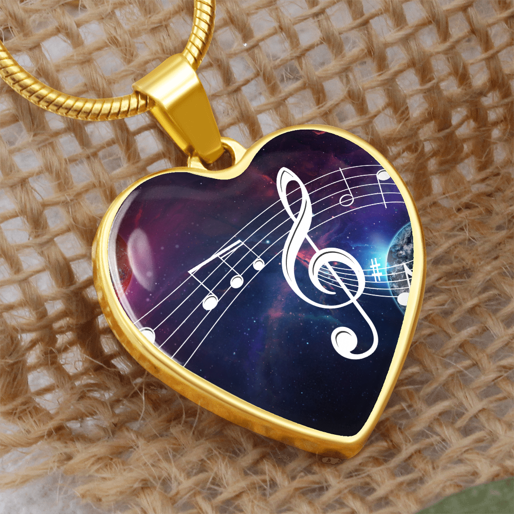 The Music Notes Pendant - Personalizable With Engraving Option - Celestial Night Sky