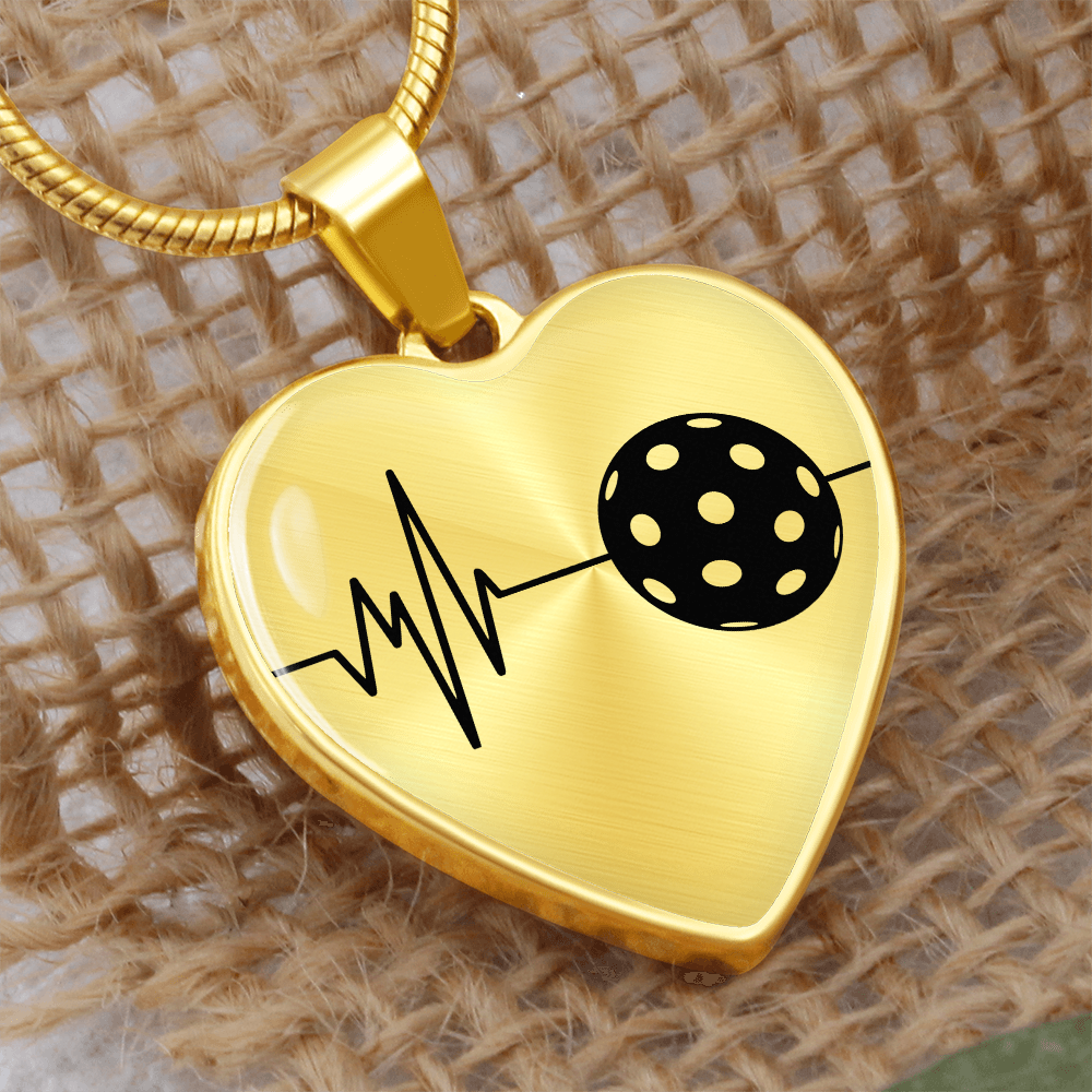 The Pickleball Heartbeat Pendant - Personalizable With Engraving Option - Silver or Gold