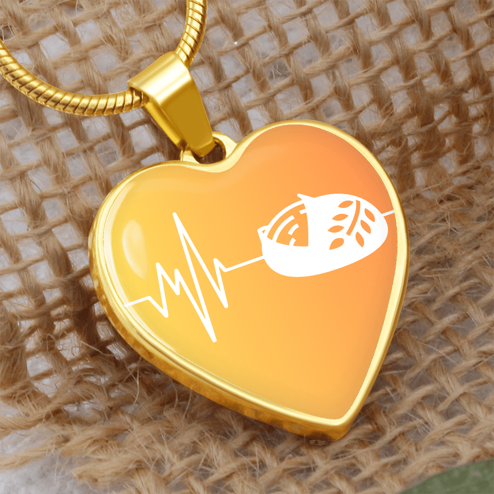 The Sourdough Heartbeat Pendant - Personalizable With Engraving Option - Yellow Orange Fade