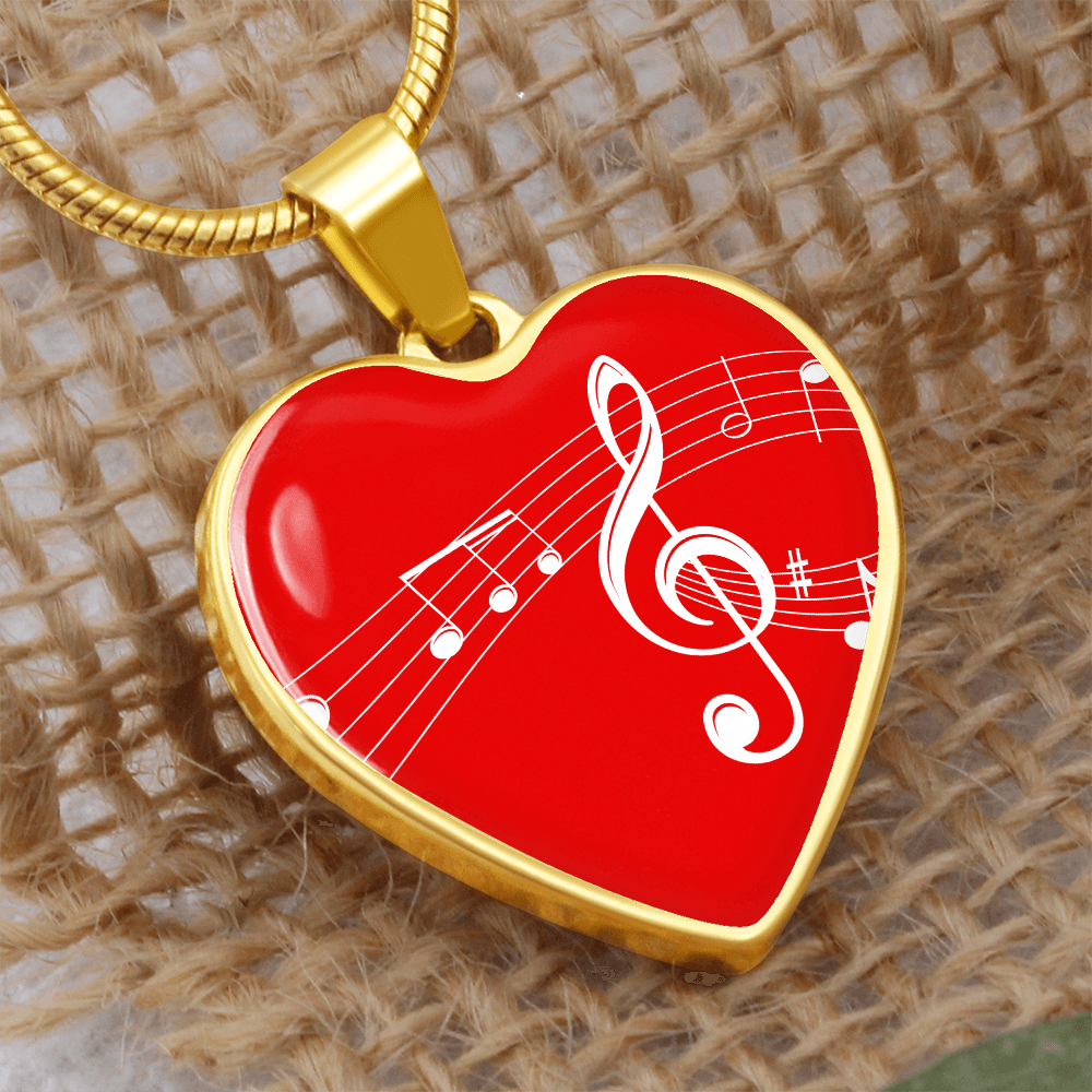 The Music Notes Pendant - Personalizable With Engraving Option - Red