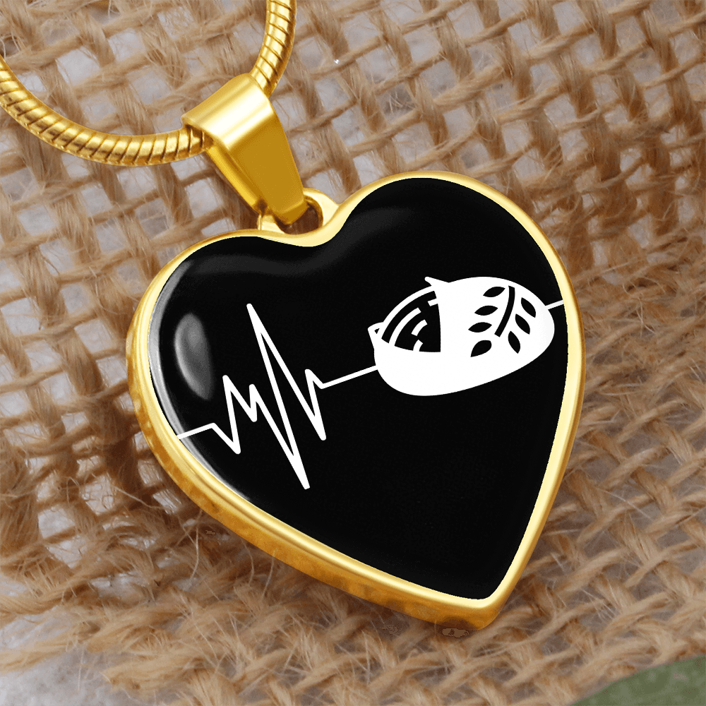 The Sourdough Heartbeat Pendant - Personalizable With Engraving Option - Black