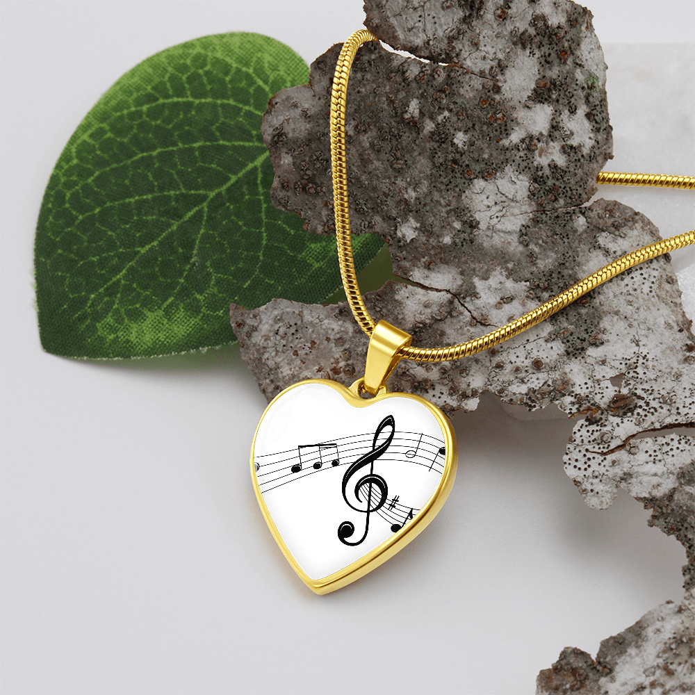 The Music Notes Pendant - Personalizable With Engraving Option - White