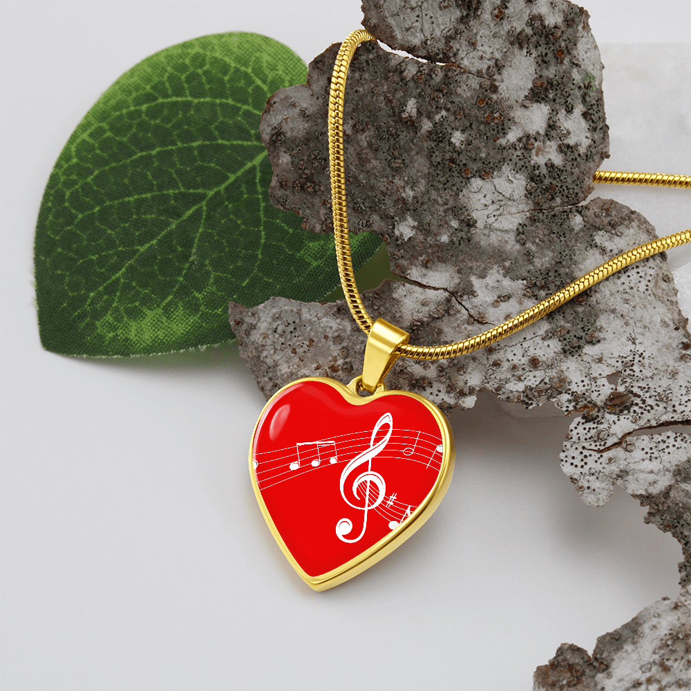 The Music Notes Pendant - Personalizable With Engraving Option - Red