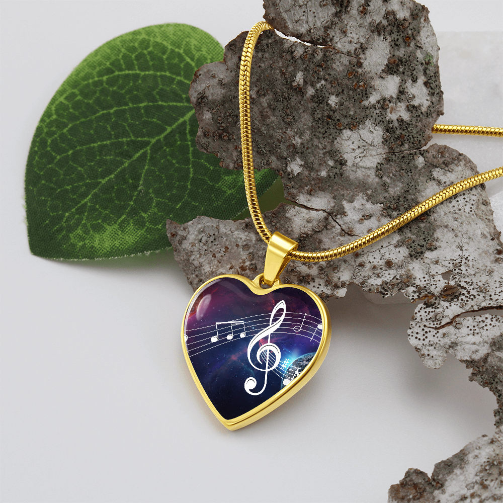 The Music Notes Pendant - Personalizable With Engraving Option - Celestial Night Sky