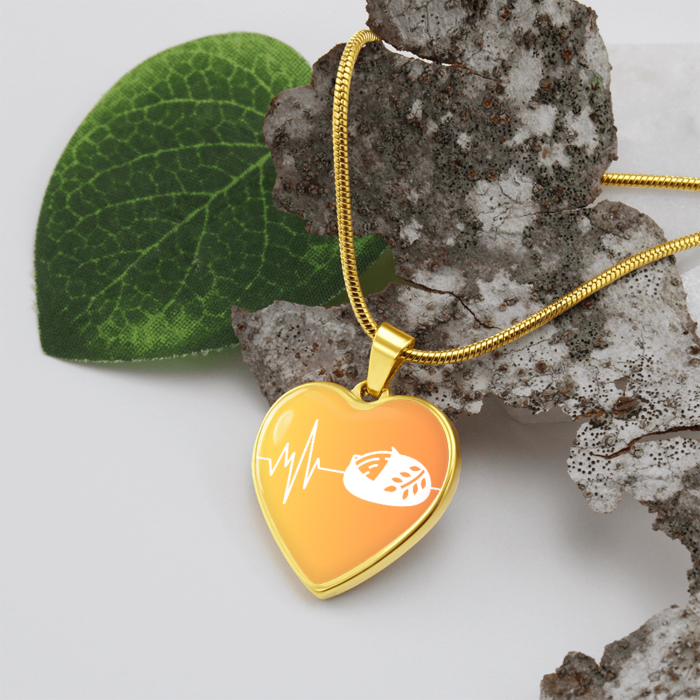 The Sourdough Heartbeat Pendant - Personalizable With Engraving Option - Yellow Orange Fade