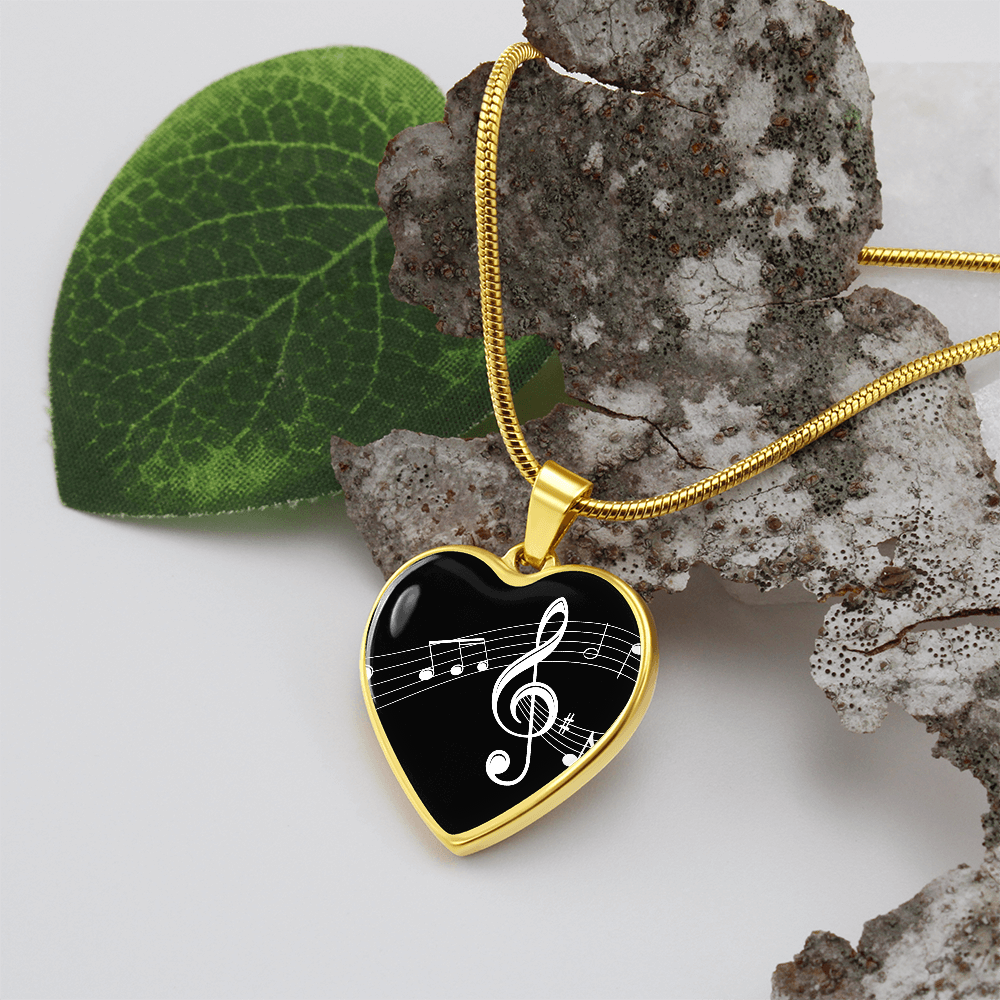 The Music Notes Pendant - Personalizable With Engraving Option - Black