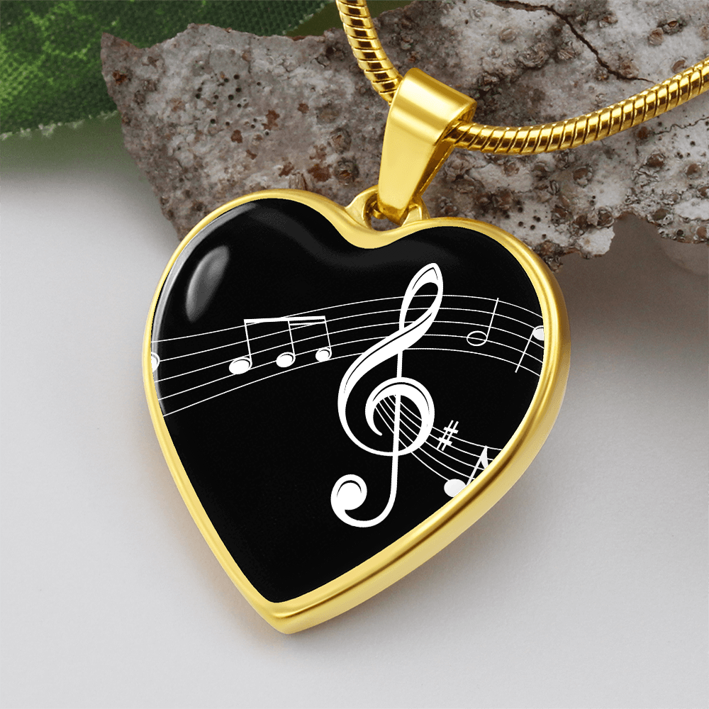 The Music Notes Pendant - Personalizable With Engraving Option - Black