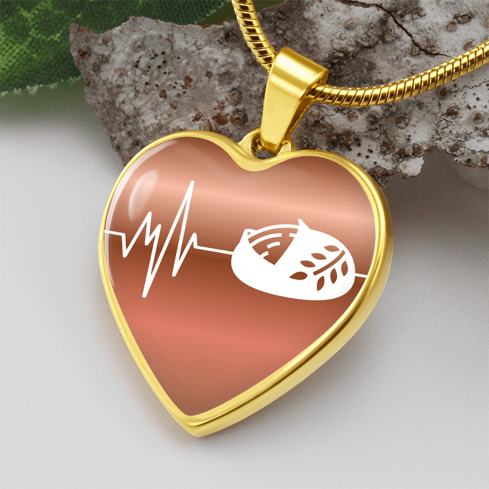 The Sourdough Heartbeat Pendant - Personalizable With Engraving Option - Dusty Gold Fade