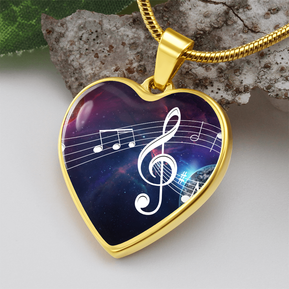 The Music Notes Pendant - Personalizable With Engraving Option - Celestial Night Sky